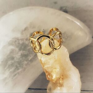 Sterling Silver 14K Gold Geometric Free Size Minimalist Chain Ring